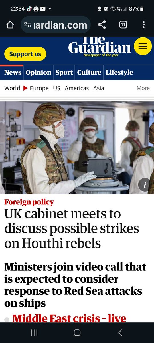 NickGriffinBU's tweet photo. Uk and USA regimes about to add to the horror the West and its Middle East allies have piled on Yemen for years.

Cowardly, reckless, warmongering, Zionist-puppet scum. 

If British ships are hit in retaliation, remember who to blame: Sunak, Shapps, Biden.
#escalation #WW3 https://t.co/qD6dcweIiA