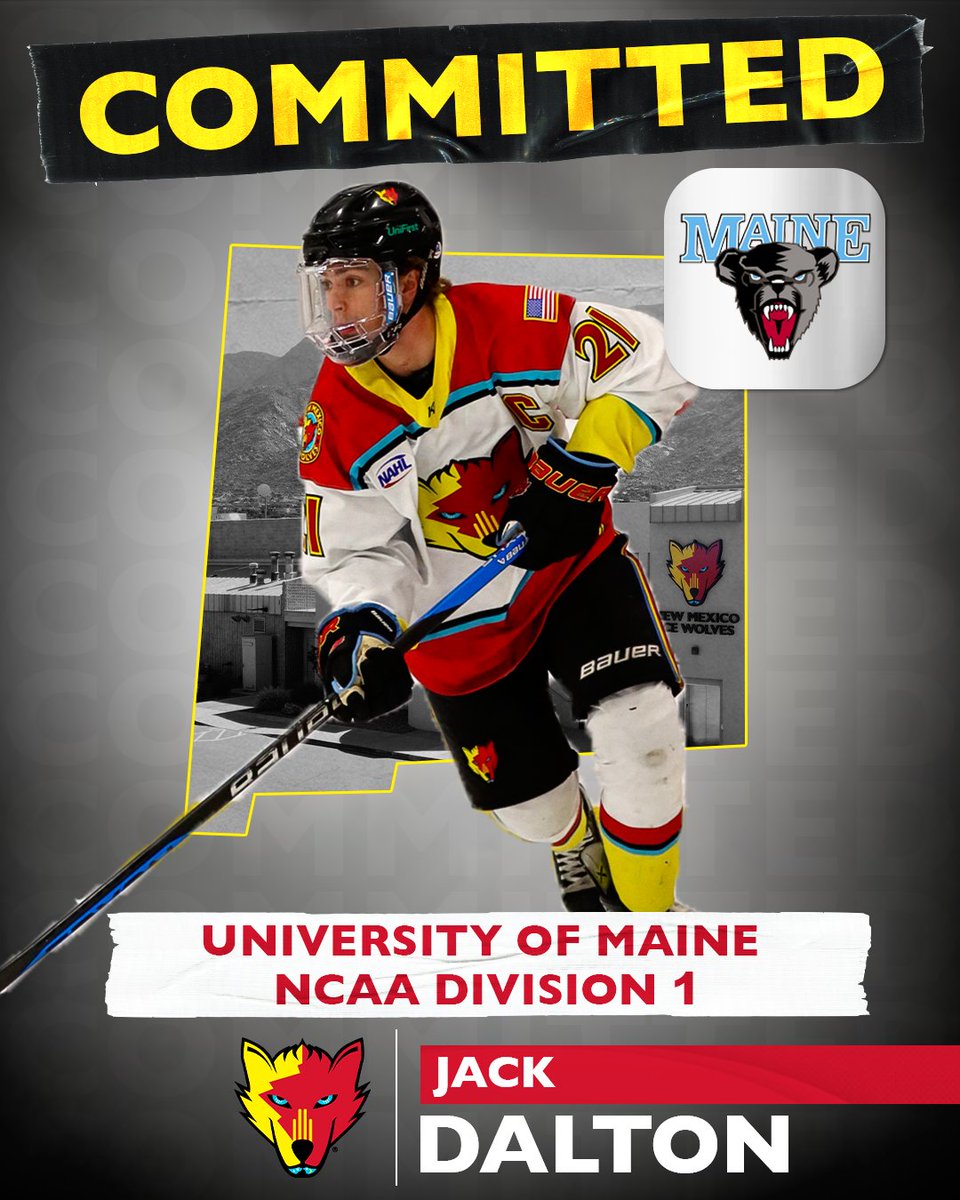 Congratulations to Captain Jack Dalton on his commitment to play NCAA D1 hockey at the University of Maine. Jack departs for Maine immediately &amp; joins former Ice Wolves Cole Hanson, Sully Scholle &amp; Brandon Holt as he begins his college hockey career!

nmicewolves.com/jack-dalton-co…