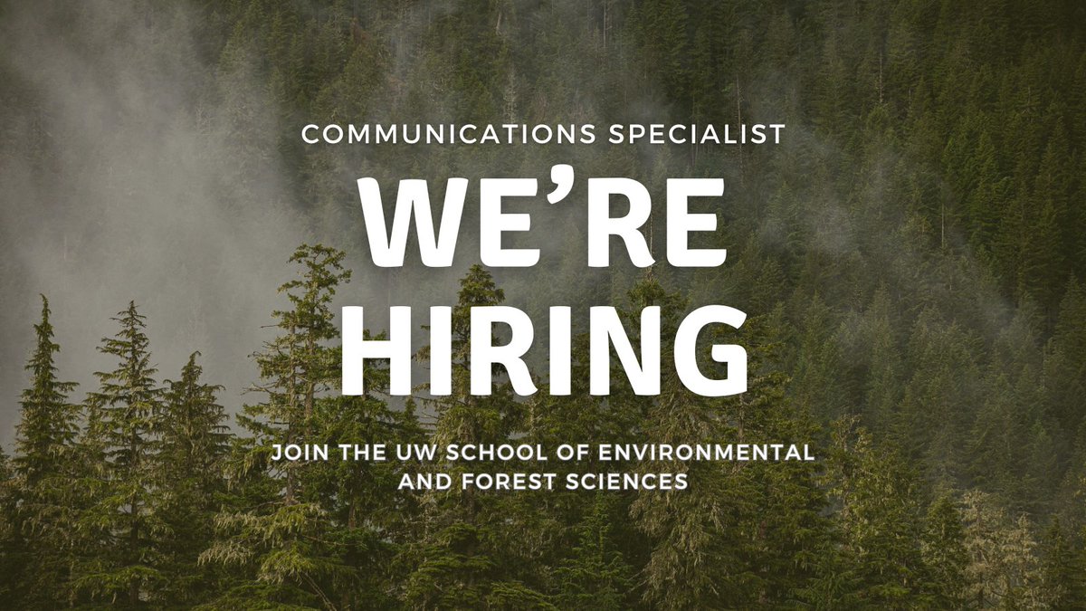 We're hiring! Help SEFS communicate environmental science and natural resources research and engage our community. Apply by January 16, 2024. uwhires.admin.washington.edu/ENG/candidates… #job #SciCommJob #UWJob