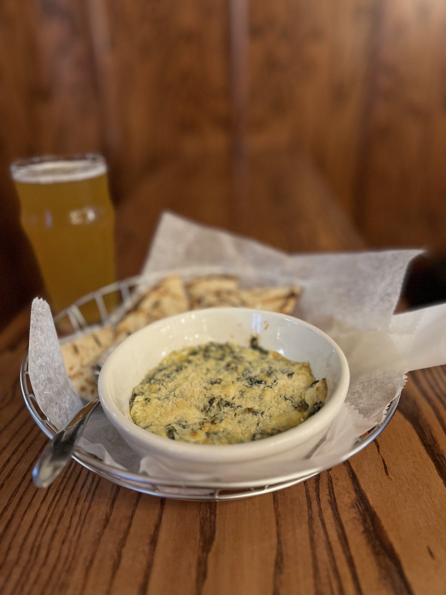 Great news, one of our most popular beers is back!  Come on down and enjoy our Bee Civil Honey Wheat! Be sure to have some tasty food while you are here! Pictured with our Spinach and Artichoke dip. (Sadly not in cans this time around)