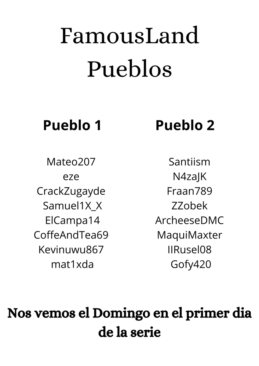 FamousLandOfic's tweet photo. Aqui esta la lista de los pueblos de la serie

#MinecraftServer #roleplay #FamousLand #streamers #streamer #Latam #series #Minecraft https://t.co/bc0QWiw1Cl