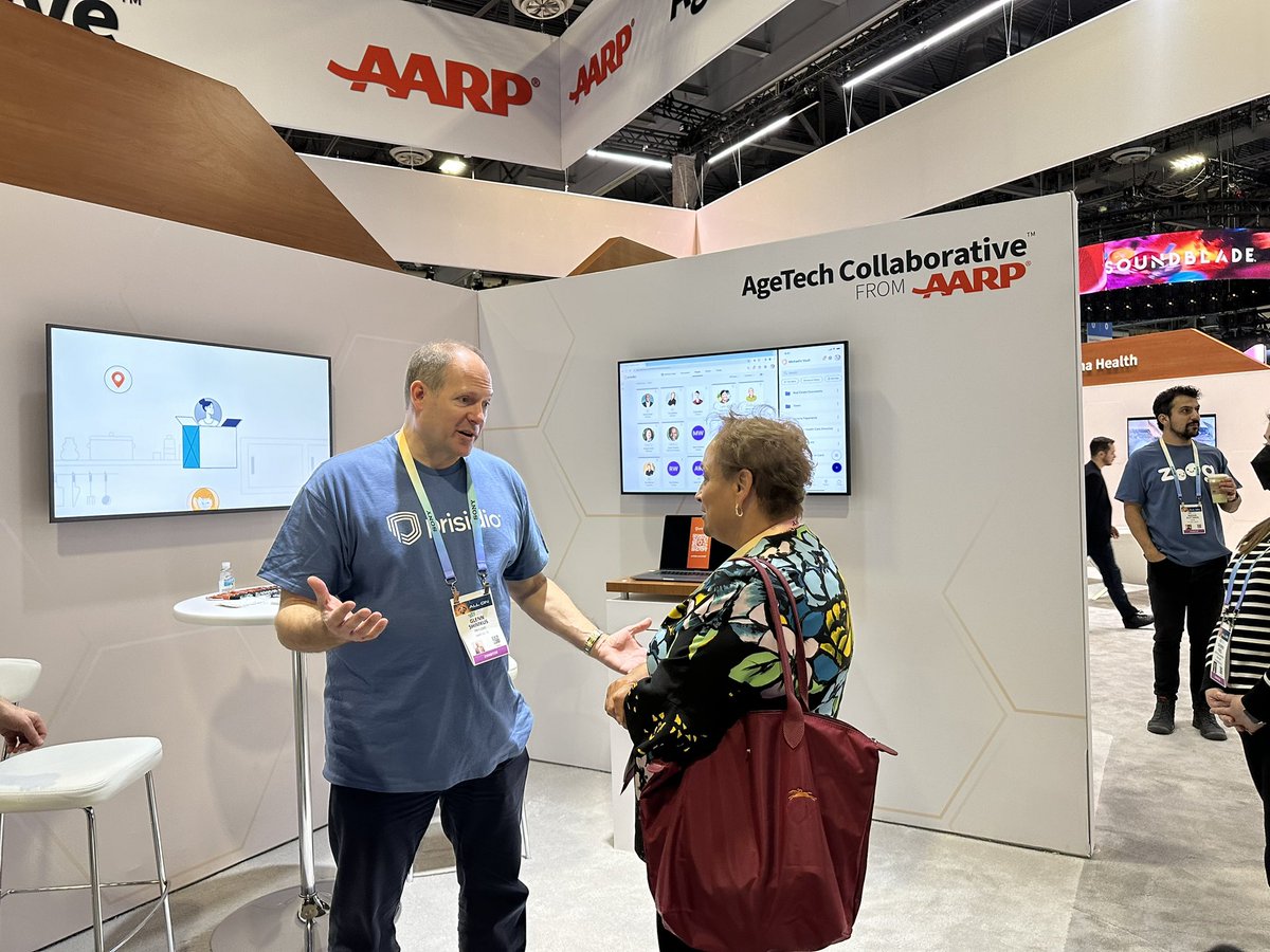 glennshimkus's tweet photo. Wonderful opportunity today at #CES to speak with the CEO of @AARP and share with her the wonderful work that we’re doing at @prisidio_inc with their @AgeTechCollab! https://t.co/tXSQdw0QUt