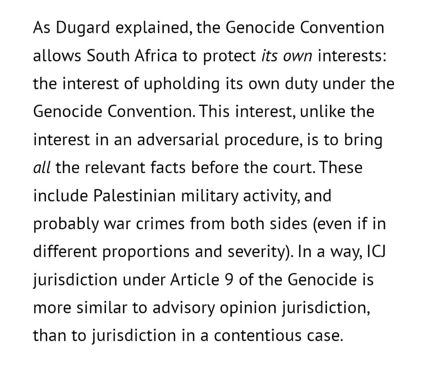 My analysis of South Africa's litigation strategy at the ICJ is up on @Verfassungsblog. I try to make several points and open a basic question about the nature of this procedure. The piece is titled The Missing Party. verfassungsblog.de/the-missing-pa…