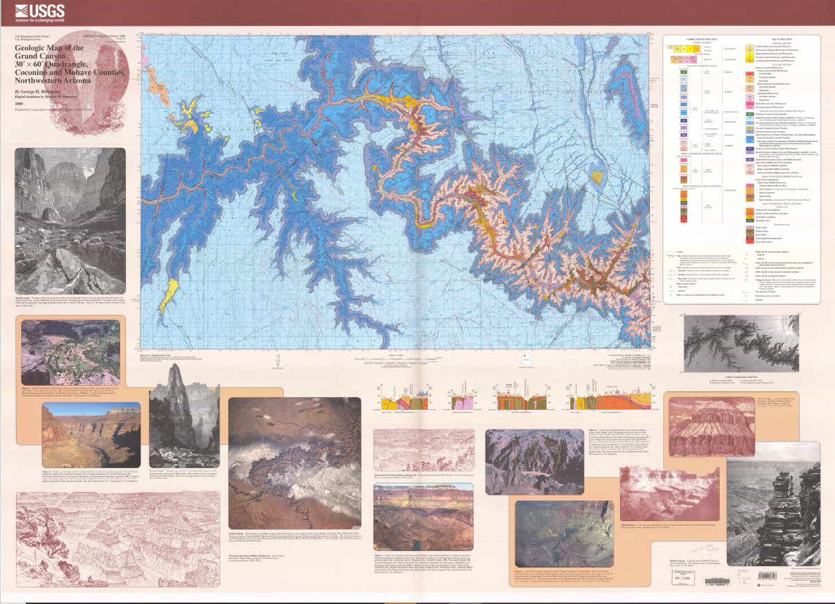 USGS's tweet image. [PUB] #OTD  in 1908, Teddy Roosevelt proclaimed the @GrandCanyonNPS a national monument. Check out this geologic map of the area and order a hard copy  or download a PDF through the USGS Store: ow.ly/ikSs50Qq6xi 🗺️

#TBT #GeologicMap #GrandCanyon