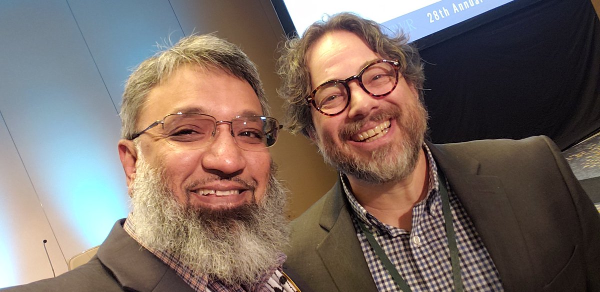Opening plenary #SSWR2024 & we're missing one more beard (@spcummings) to complete the #BeardsofAPM! Great to see you as always @socworkpodcast!