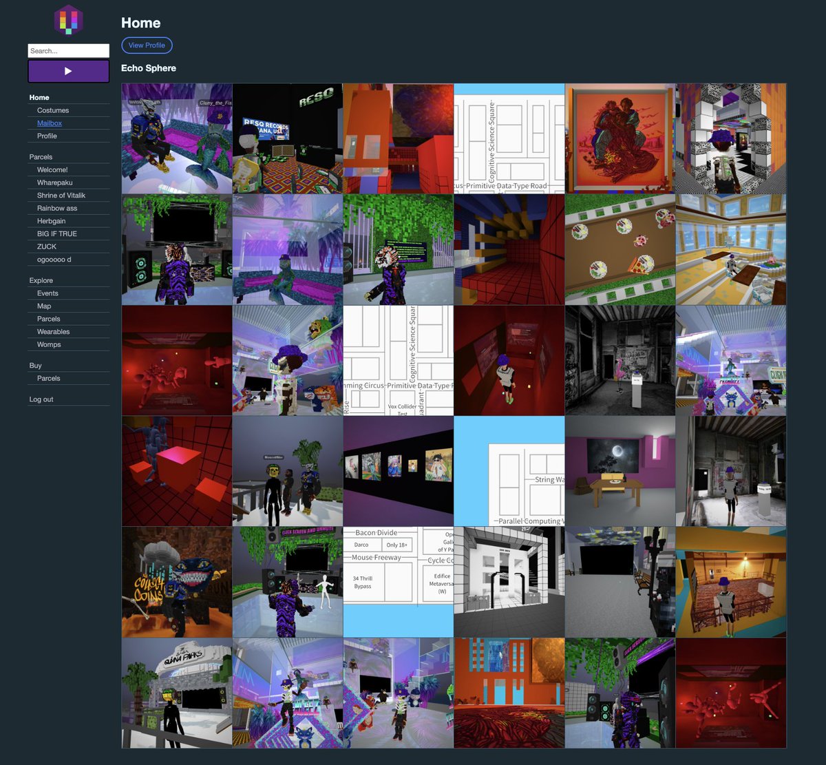 The new logged in home page just dropped. ✅ Your 8 lowest numbered parcels are stickied in the sidebar ✅ Every 24 hours you will get a new echo sphere of content to explore ✅ Profile is seperate from home page ✅ Something cool to come...