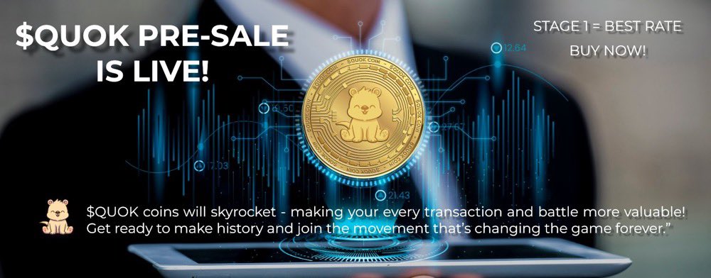 QuokkaToken's tweet photo. QUOK Pre-Sale is Live. Stage 1 starting at the best rate. Buy NOW! https://t.co/grgS6ogiqy https://t.co/UMbUTfOqm7