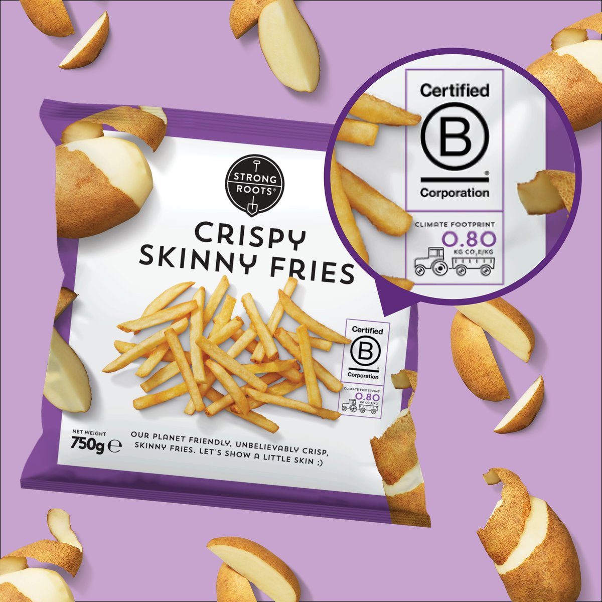Have you ever spotted the 0.80 on our Crispy Skinny Fries packaging? It’s the evaluation of our climate impact from soil to shelf, as verified by an independent third-party. We believe in transparency, so you can feel good about the environmental impact of the food you enjoy!
