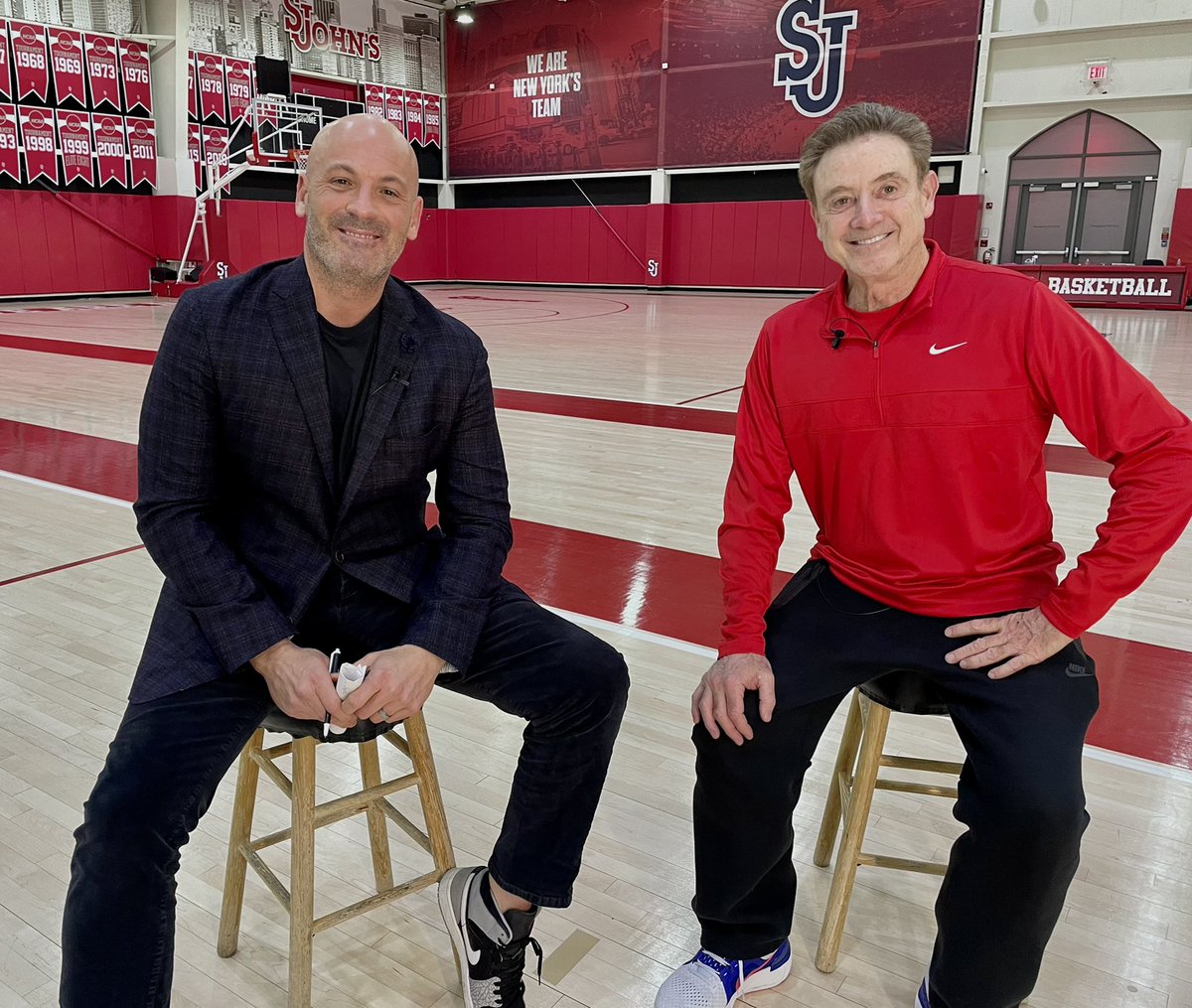 Just wrapped up Episode #1 of the “Red Storm Report” with <a href="/RealPitino/">Rick Pitino</a>. 

Airs tomorrow night at 10PM and 11AM on Sat on <a href="/MSGNetworks/">MSG Networks</a>. Got you, <a href="/StJohnsBBall/">St. John's Men’s Basketball</a> fans! 🔥

#SJUBB