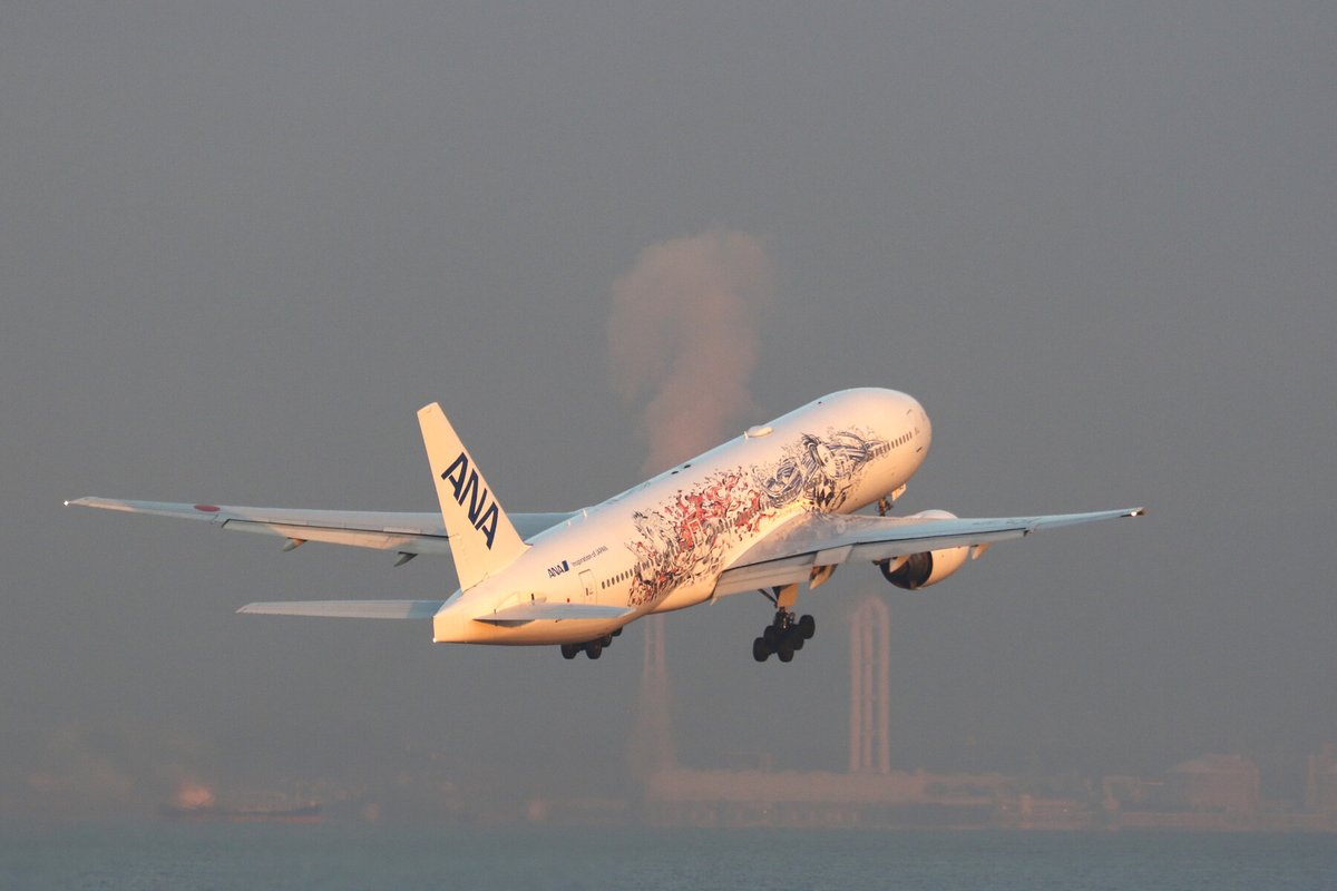 今朝もANAのボーイング777-200ER(JA745A)『鬼滅の刃 じぇっと ‐参‐』が