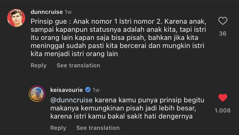 'istri adalah org lain' 🙃 dude forget that his wife was the one pushing the kid out of her vag & risked her life for it. this is a good topic to ask a guy to actually see if he hates women or not 👍🏼