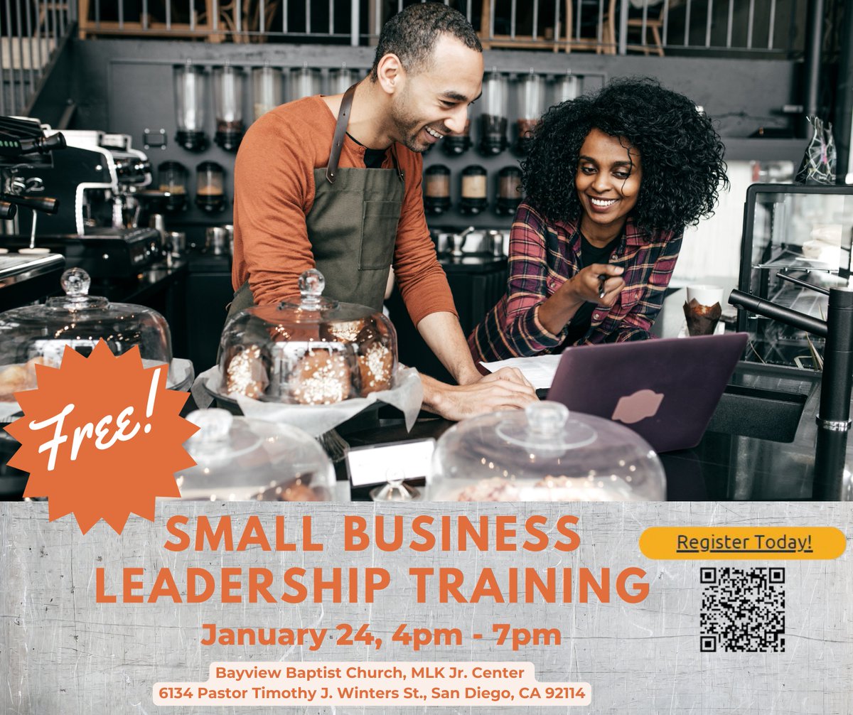 The Governor’s Office is excited to partner with CA Office of the Small Business Advocate to bring the Small Business Leadership Training to San Diego! This FREE event is focused on advancing equity and inclusion for small and diverse businesses across CA. form.jotform.com/232424853387159