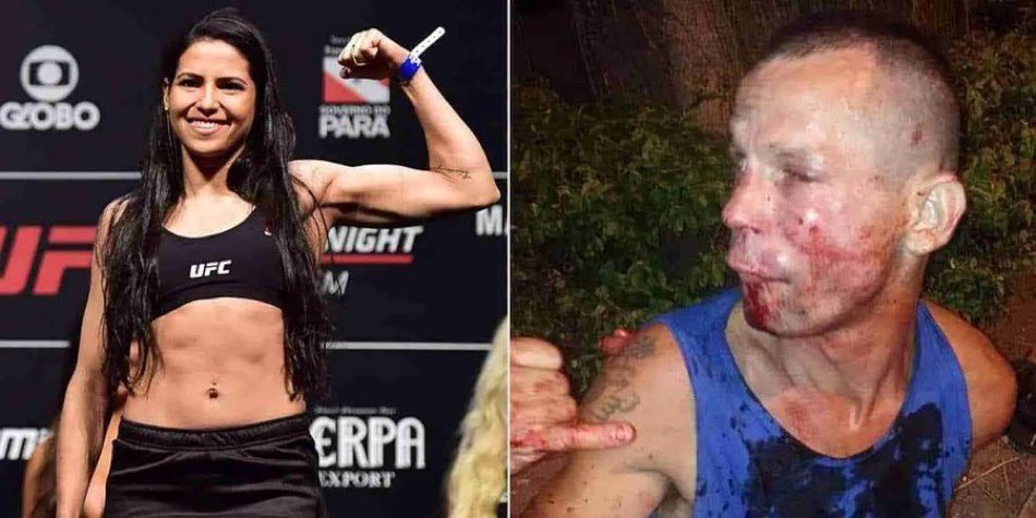 DamaDeFerroTV's tweet photo. Em 2019, um ladrão abordou uma mulher que estava sozinha do lado de fora de sua casa. O ladrão perguntou o horário para a mulher e, em seguida, a ameaçou com uma arma de papelão.

Mas, infelizmente para o vagabundo, a mulher que ele tentava roubar era Polyana Viana, lutadora profissional de MMA.

Ao invés de entregar seus pertences, Polyana acertou o ladrão com dois socos e um chute. O aspirante a ladrão caiu, e Polyana rapidamente aplicou um mata-leão, detendo-o até a chegada da polícia.
