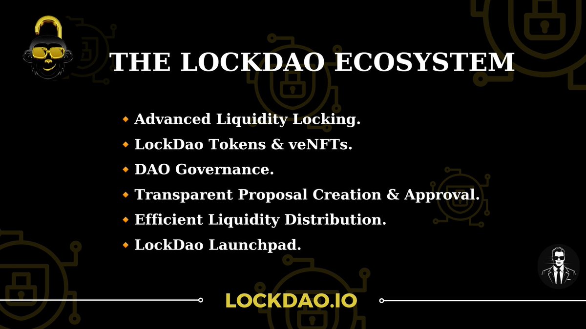 ferodceo's tweet photo. 𝐓𝐇𝐄 𝐋𝐎𝐂𝐊𝐃𝐀𝐎 𝐄𝐂𝐎𝐒𝐘𝐒𝐓𝐄𝐌

The #LockDao Ecosystem features—
🔸Advanced Liquidity Locking.

🔸LockDao Tokens &amp; veNFTs.

🔸DAO Governance.

🔸Transparent Proposal Creation &amp; Approval.

🔸Efficient Liquidity Distribution.

🔸LockDao Launchpad. https://t.co/wrXoTvGjFh