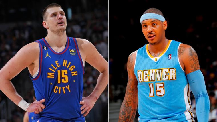 LegionHoops's tweet image. Carmelo Anthony believes the Nuggets gave Nikola Jokic the No. 15 jersey as a “petty maneuver” to “erase Melo's accomplishments”.

(via @7PMinBrooklyn)