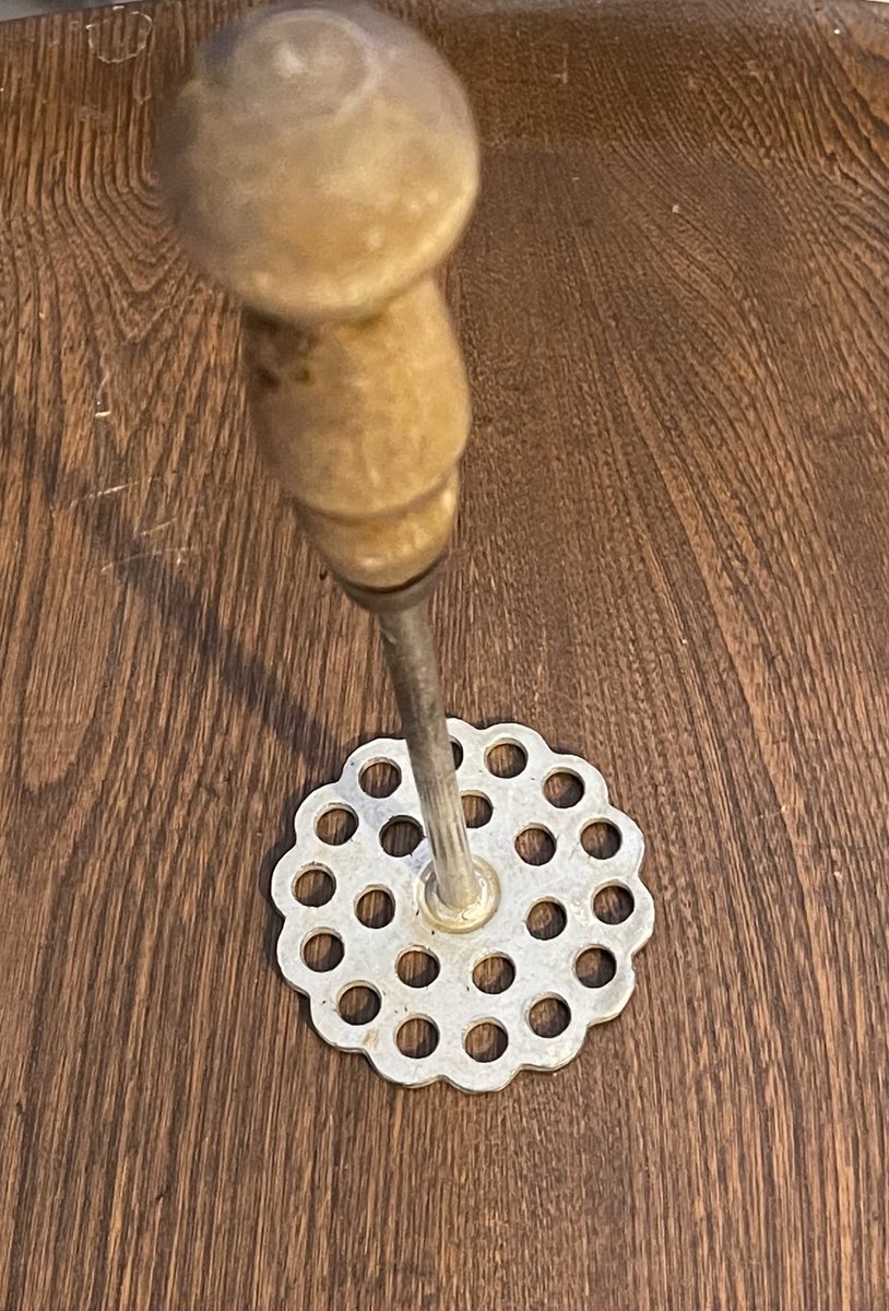 Nearly 40 years ago I gave this potato masher, that had belonged to my grandmother, to a dear friend who collected them. Today I was visiting her and she returned it to me. I was thrilled!