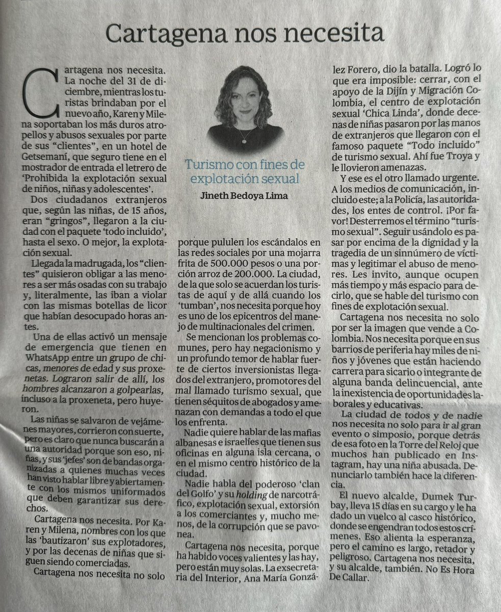 Antes de terminar el día, otro llamado urgente: ¡Por favor! Desterremos el término “turismo sexual”. Seguir usándolo es pasar por encima de la dignidad y la tragedia de un sinnúmero de víctimas y legitimar el abuso de menores. Hablemos del turismo con fines de explotación sexual.