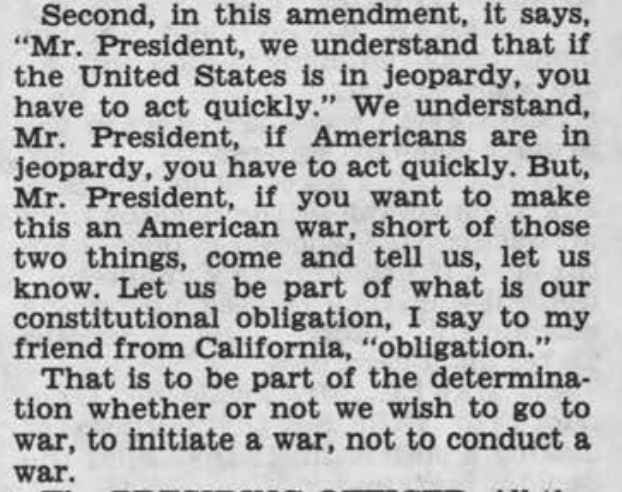aidachavez's tweet photo. Sen. Joe Biden on congressional war powers in 1984: 

"The President does not have the authority to make war, he has the authority to conduct a war. A Commander in Chief does not initiate a war, he conducts a war." https://t.co/mMT2mlEsv5
