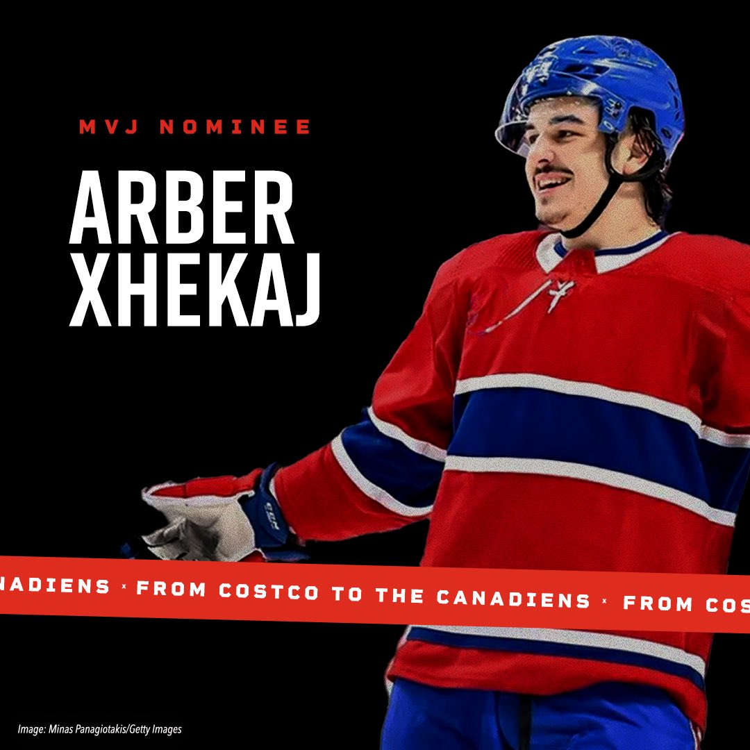 From an undrafted Costco employee to the Montreal Canadiens, Arber Xhekaj's NHL journey is only beginning. And he's already cemented himself as one of the toughest and most exciting young players in the league. Cheers, Arber! 🥃 #JRNYMVJAward