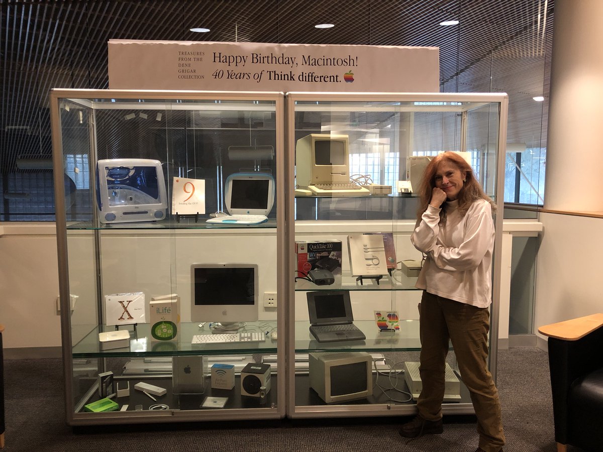 We mounted a small exhibition of the Macintosh and Apple products @dgrigar has been collecting over her career in celebration of the upcoming 40th Anniversary of the Macintosh. If you're on the @WSUVancouver campus, come by and see it. Many treasures! @CASatWSU @Apple