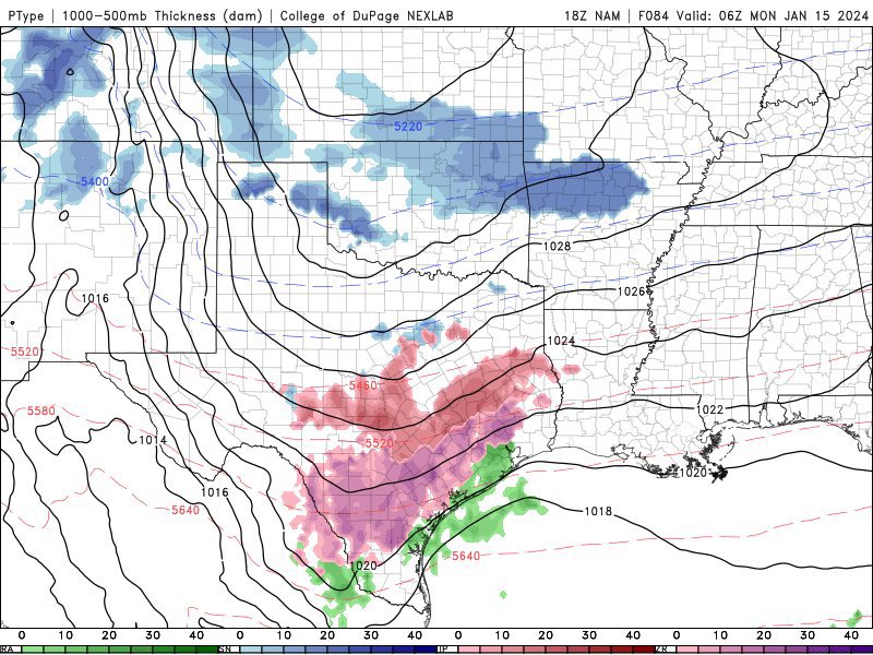 wxandsports's tweet photo. WOWZERS🧊

New NAM model coming in line with what the GFS and EURO model hinted yesterday. Models have also sped up the timing of the cold front. Freezing Rain accumulations possible for Monday/Tuesday for a large part of TX including #Houston

#ArcticBlast #TXWeather https://t.co/gDAzpN7IN5