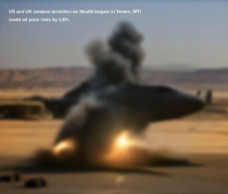 trendsonstocks's tweet photo. News: US and UK Conduct Airstrikes on Houthi Targets in Yemen

Influence: Bullish ⭐⭐⭐
Investment: Consider investing in WTI crude oil as the price is expected to rise due to the airstrikes.
#airstrikes #Yemen #WTIcrudeoil https://t.co/WlCmCEfBqy