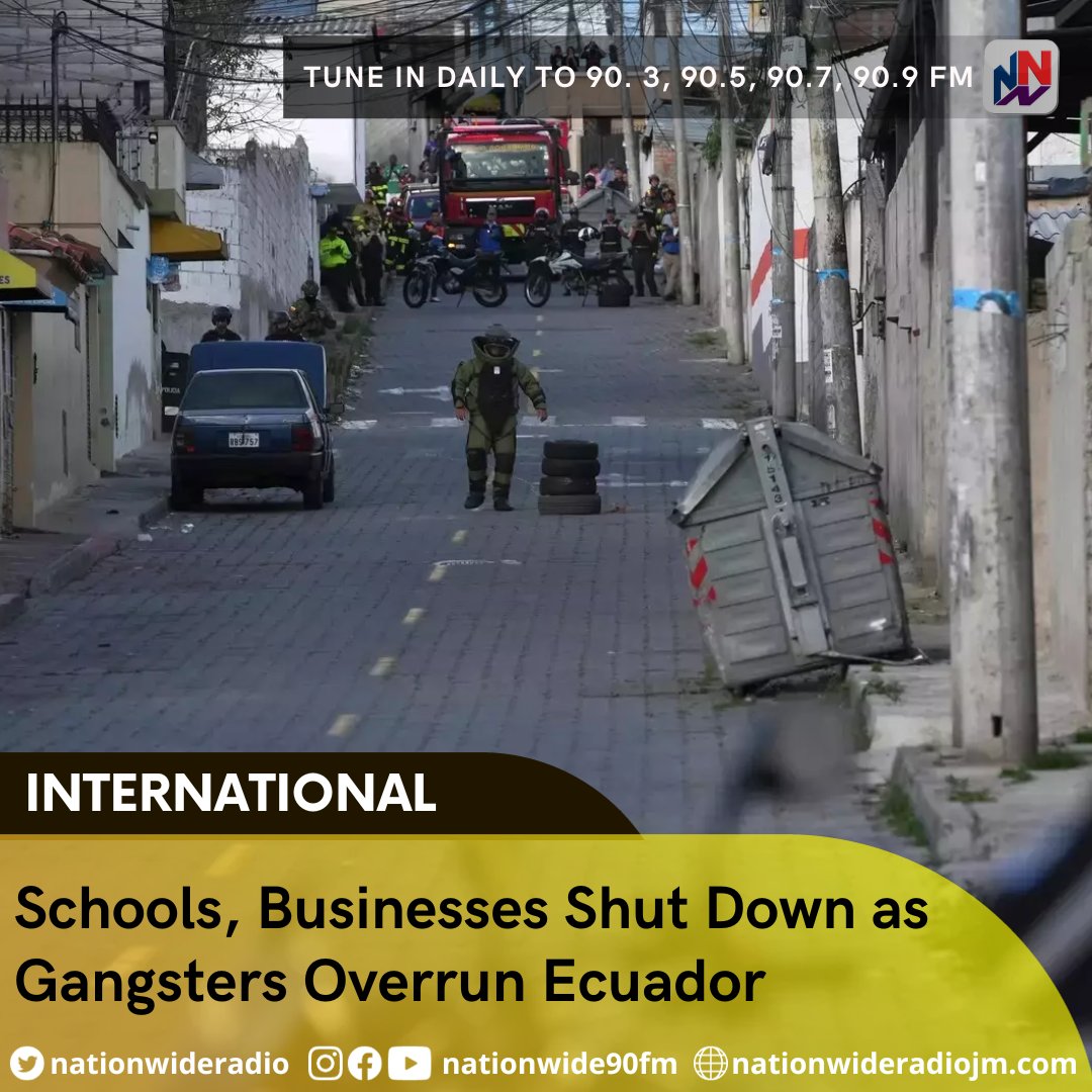 NationwideRadio's tweet photo. Ecuador’s largest city, Guayaquil, has been transformed into a virtual ghost town by a stunning wave of criminal violence that prompted the South American country’s recently elected President to declare that his country was in a state of war.

 https://t.co/yzJ65q5jeF https://t.co/GbkbisLC1Q