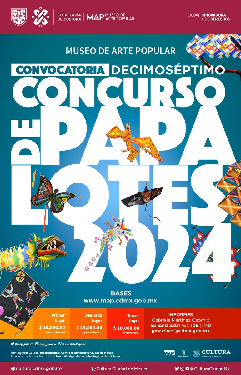 map_mexico's tweet image. #datospaligar | Papalote, del náhuatl "papalotl", significa mariposa.
Tradicionalmente se fabrica con varas ligeras, papel e hilo.
#EnelMAP te invitamos a crear el tuyo y participar en el 17 Concurso de #Papalotes.
👉map.cdmx.gob.mx/convocatorias/…
📅 Inscripciones hasta el 7 de febrero.