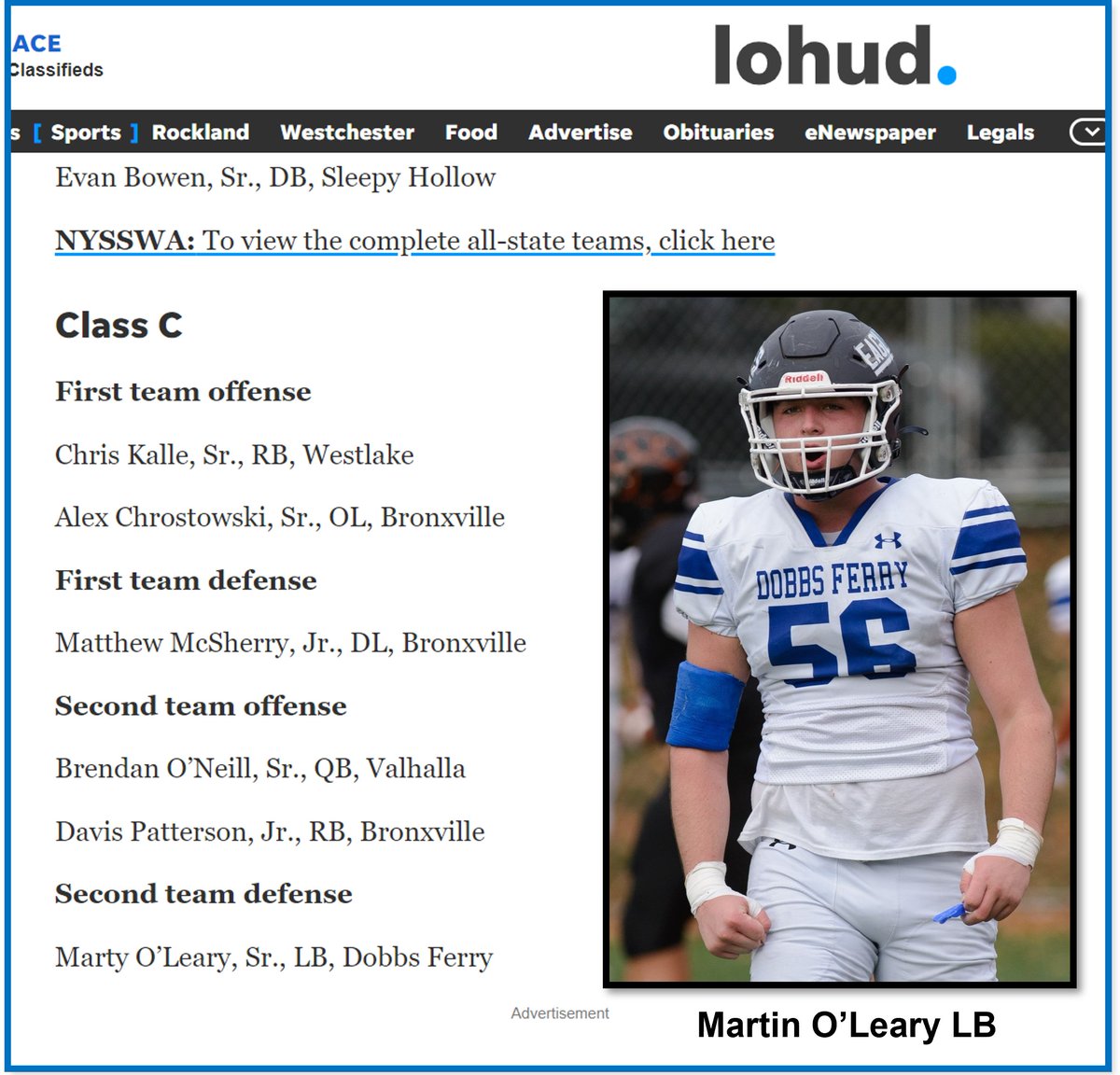DFYouthFB's tweet photo. Congrats to Marty O'Leary on being selected All-STATE 2nd team Defense🏆@leary_marty @DFfootball1 @dfeaglehut @DobbsFerryLax @DFeaglesSprts @dobbsferryufsd @erapay5 @KDJmedia1 @StepinacSports @DF_ATHLETICS @TheHudsonIndy @HamCollFootball @Olearys86 @FaMSportsVF @CoachTimPhilp🏈 https://t.co/ytEi5SEdQs