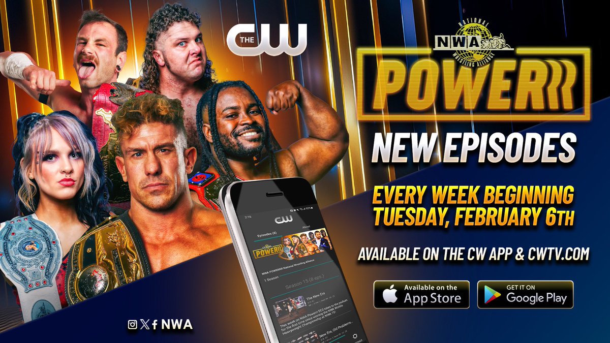 We are thrilled to announce that all-new NWA programming will appear on @TheCwApp starting February 6th! The app is available in all AppStores, streaming devices and viewable in your browser! If you haven’t already seen what @thecw is building on this platform, there’s no…