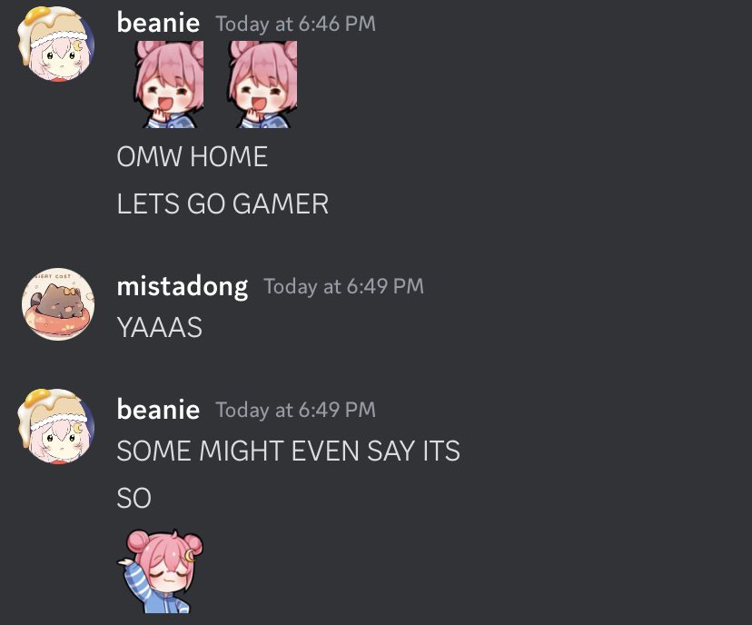 xBeanie's tweet photo. i was trying to debut my new emotes to james and he called me dumb.. this is not slay
#beanillust slay emote by @aivysu ๐๐ชผ https://t.co/nCAtoj3hyF