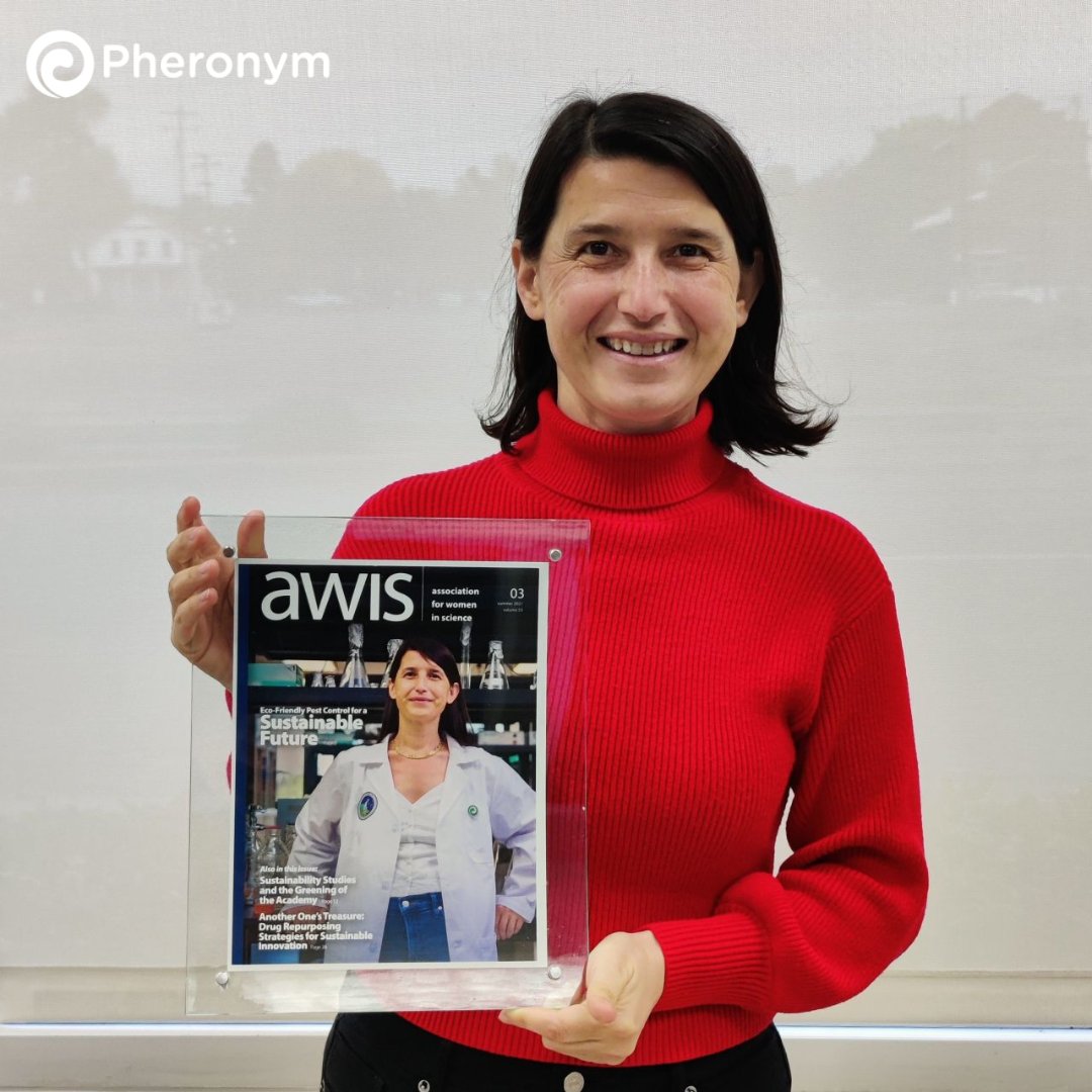 pheronym's tweet photo. #TBT: We're looking back at some exciting moments from 2021! #Nematode #pheromones were recognized as eco-friendly sustainable solutions as seen in this #AWIS magazine cover. We're proud to have developed a scalable method for #climatesmart commercial #manufacturing. https://t.co/QoioI8l91O
