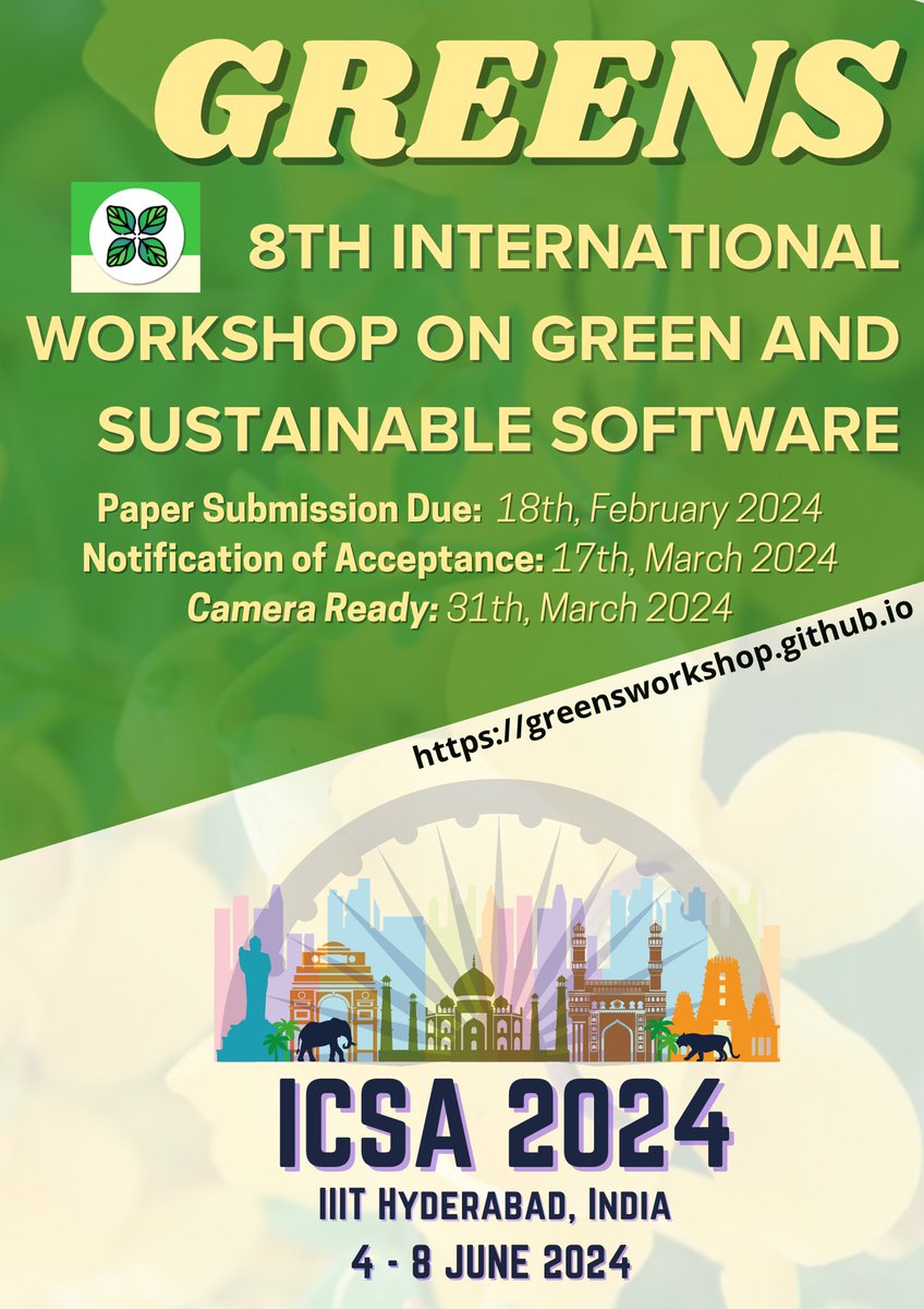 Get your papers ready for submission to <a href="/greensworkshop/">GREENS</a> 

#icsa2024 #softwarearchitecture