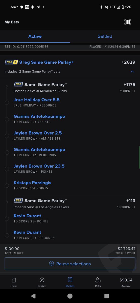 HalftimeBandits's tweet photo. 🚨NO SWEAT 🚨

We don’t really like the lines in the lakers game so most of the props are for bucks/celtics.

Make sure to opt into your promo.

Show some love if you’re tailing ♻️ 

And we’ll see you at the 🏦 https://t.co/Y2wAiJW3Eh