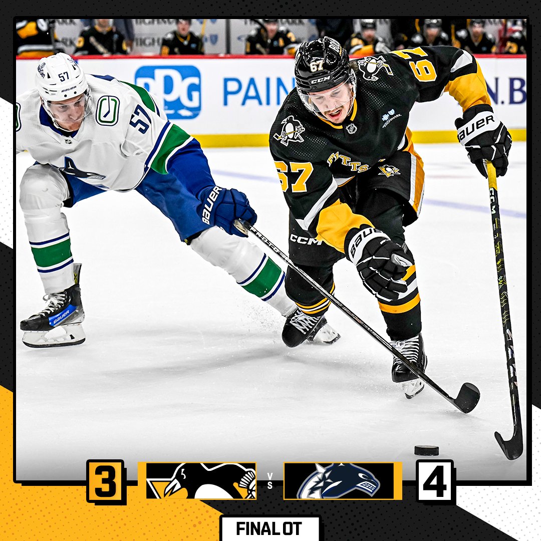 Crosby forces overtime, but in the end, the Penguins fall to the Canucks 4-3.