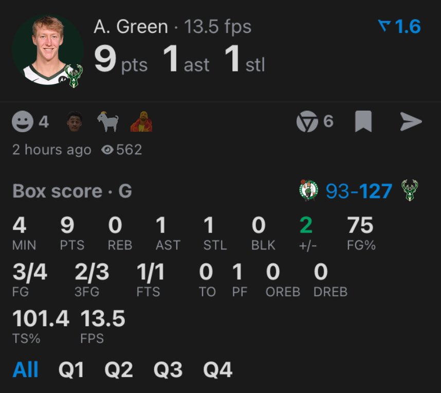 NormanOtterman's tweet photo. #BOSvsMIL A.J Green has outplayed Tatum in 11 less minutesโฆ https://t.co/TOO56Gcgzx