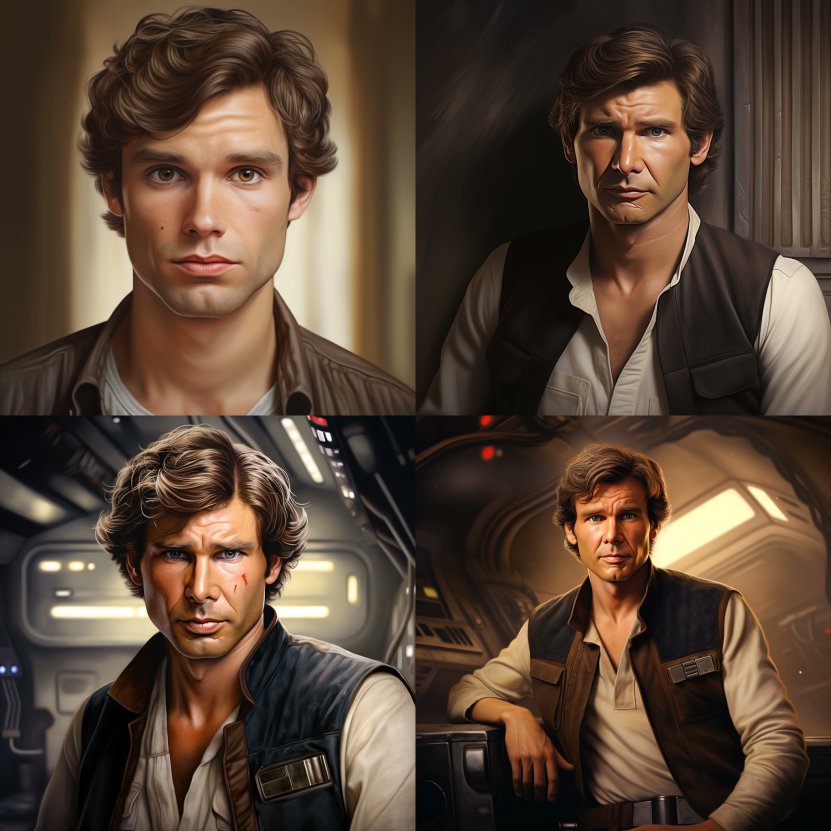 For those following my recent attempt to generate Ronald McDonald and Han Solo using Midjourney allow me to share some examples... Han solo (Solid job)