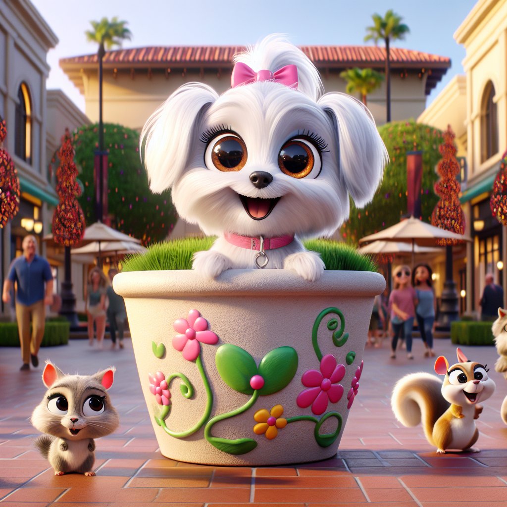 clairidnews's tweet photo. How do you think I blend in with Town Center décor? 'Woof'? or 'No Woof'? #reagansworld #simivalley #DogAdventure https://t.co/JS1s9aD77l