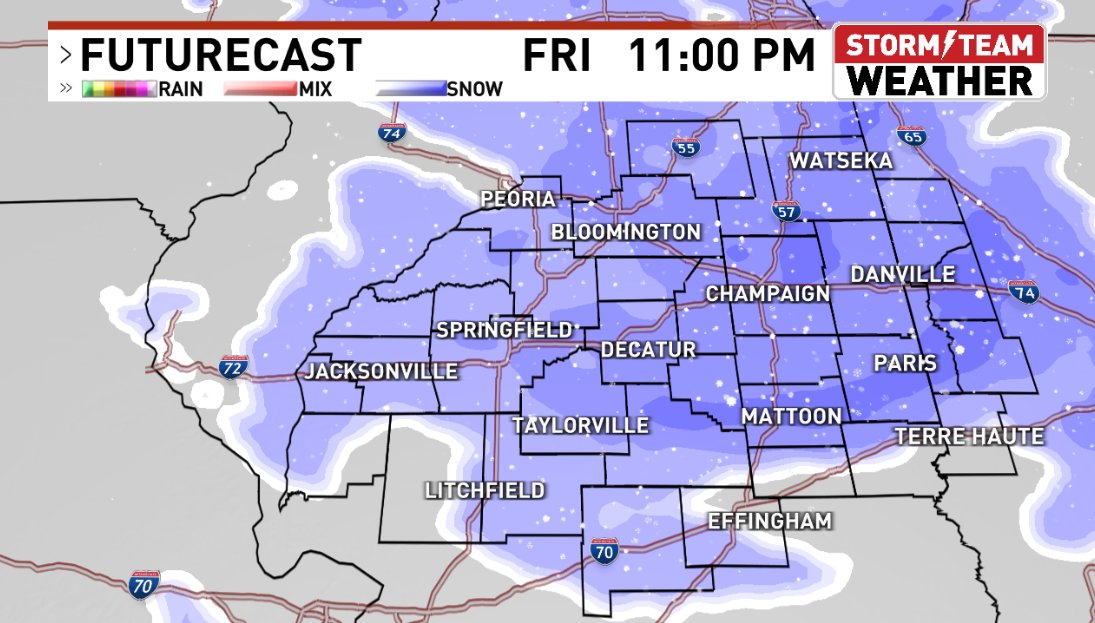 DarrenLeedsWx's tweet photo. We'll continue to see rain showers through much of the day on Friday as temperatures warm into the mid-40s, some periods of heavy rain are expected. Cold air in the evening will transition into snow after 5 PM on Friday.
#cILwx #ILwx #JanuaryWeather #Cold #JanuarySnow #Winter2024 https://t.co/psSswbo6AX