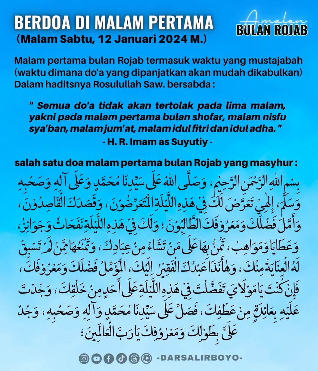 bbelaputa's tweet photo. ✨AMALAN BULAN RAJAB✨
Guys insyaallah malam ini kita dah memasuki bulan Rajab, ini ad bberapa amalan yg bisa dilakukan yaaa

((Cr. Darsa Lirboyo)) https://t.co/7R12f0ysoy