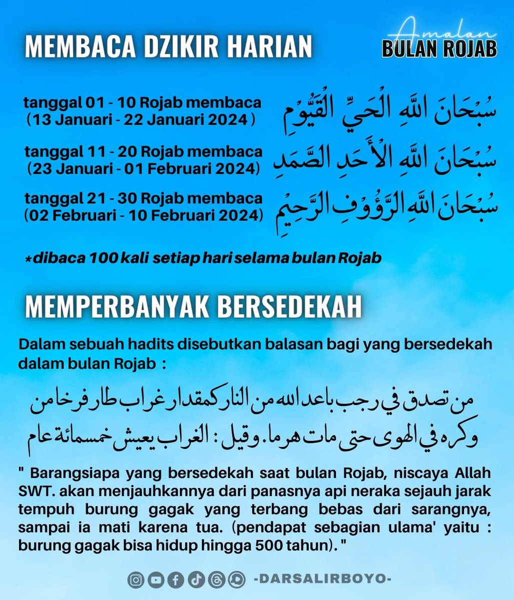 bbelaputa's tweet photo. ✨AMALAN BULAN RAJAB✨
Guys insyaallah malam ini kita dah memasuki bulan Rajab, ini ad bberapa amalan yg bisa dilakukan yaaa

((Cr. Darsa Lirboyo)) https://t.co/7R12f0ysoy