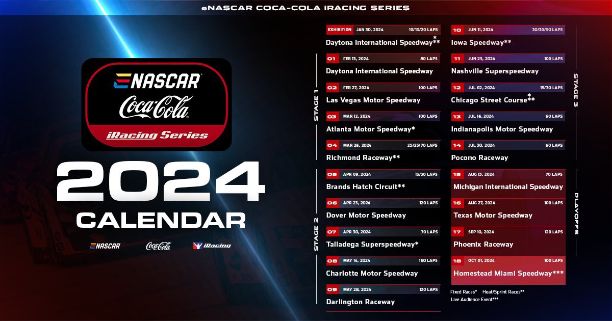Schedule drop! <a href="/ENASCARGG/">NASCAR Gaming and Esports</a> 2024 is right around the corner