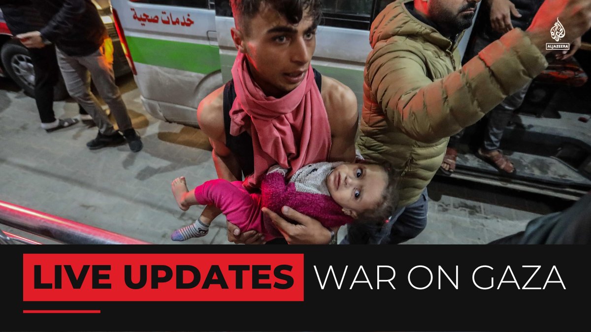 AJEnglish's tweet photo. Israel continues its intense bombardment of the besieged Gaza Strip, launching deadly attacks on the southern areas of Khan Younis and Rafah.

🔴 Follow our LIVE coverage: https://t.co/XD91I1RfYK https://t.co/iTjJy0vbjO