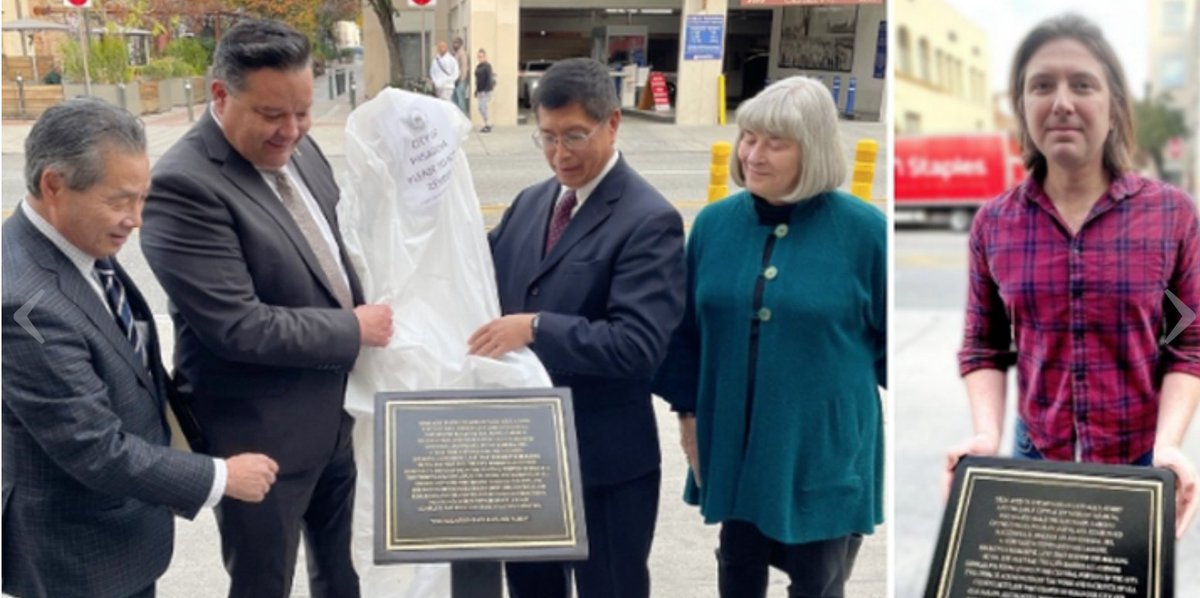 LAhistory's tweet photo. In #Pasadena: "City Rewrites a Wrong: Reworded Mills Alley Plaques Dedicated at Scene of 1885 Yuen Kee Laundry Fire." @ePasadenaNow: https://t.co/oaHsQM90uE  #civicmemory https://t.co/CtzVmhrADC