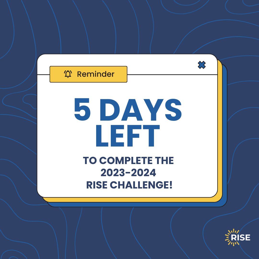 risefortheworld's tweet photo. Less than 1 week left until submissions for the Rise Challenge are due. Make sure you're on track to finish strong! https://t.co/5jvMXsa6uq