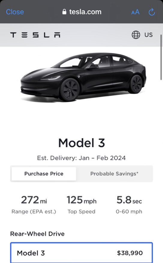 Data_1001's tweet photo. @Tesla @Tesla all-new Model 3 in North America. It starts at $40,490 RWD & $47.490.
• True cost
- Rear-Wheel Drive = $46,907
- Dual Motor All-Wheel Drive = $54,644
Remember
Est. 3-year gas savings
-$3,000 is Misleading Advertisement Marketing
#Tesla #Hiddenfee #Model3 https://t.co/jETZLVfKJ5