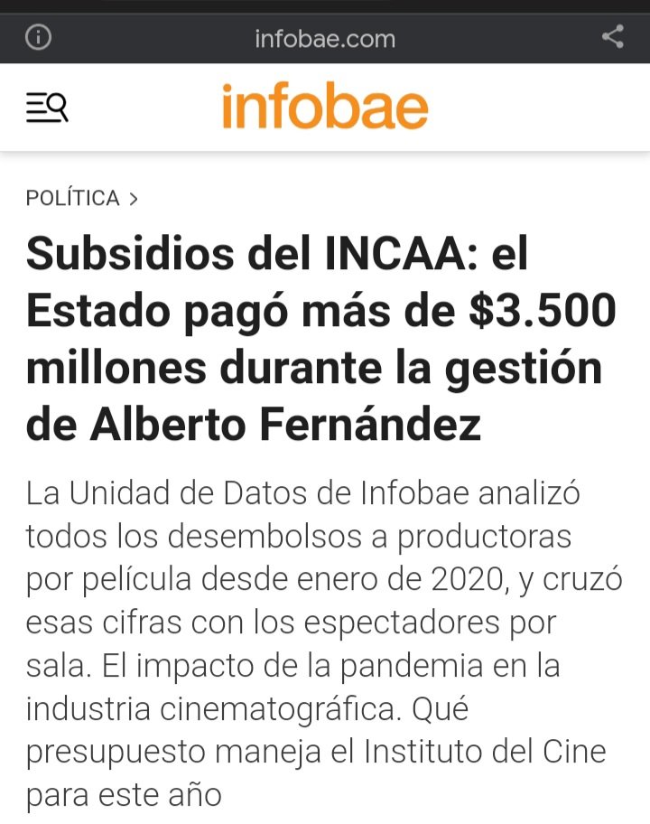 Republic20191's tweet photo. @elcancillercom @mauriciomacri @JMilei @pagina12 Este es el verdadero motivo de las quejas de estos sinverguenzas como Aristarain
Mientras los jubilados ganaban 90 dolares al mes el INCAA rebió hasta 2022 $ 3500 millones en subsidiod
Solo les interesa sus privilegios
#aprue https://t.co/pXfKSBCPp3