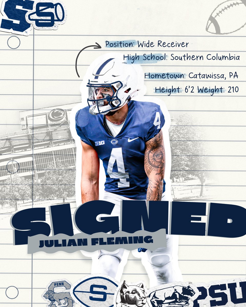 SIGNED. ✍️ PA's own is returning home. WR Julian Fleming is officially a Nittany Lion. #WeAre | @Julian_040