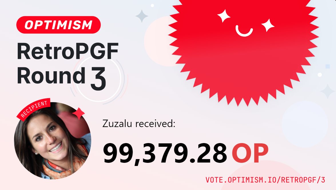 EthBoi_'s tweet image. Conrats Zuzula, well deserved. 

Almost 100K OP  -&amp;gt; $360,000 USD

YES $360,000.00 UNITED STATES DOLLARS

Glad that @VitalikButerin &apos;s vision for @Optimism
#RPGF3 retro active public good is being made real.

Let&apos;s see what we got for our money,
with an example 👇