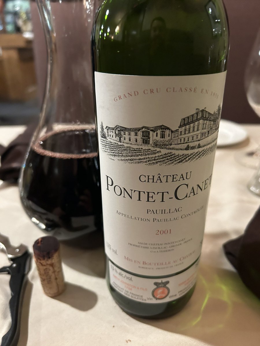 silvano10's tweet photo. 2001 Pontet Canet tonight… lets see how she’s doing https://t.co/rsy55QwItR